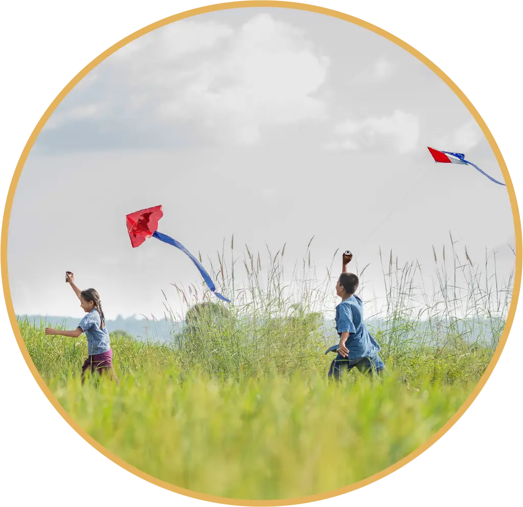 kids flying kites